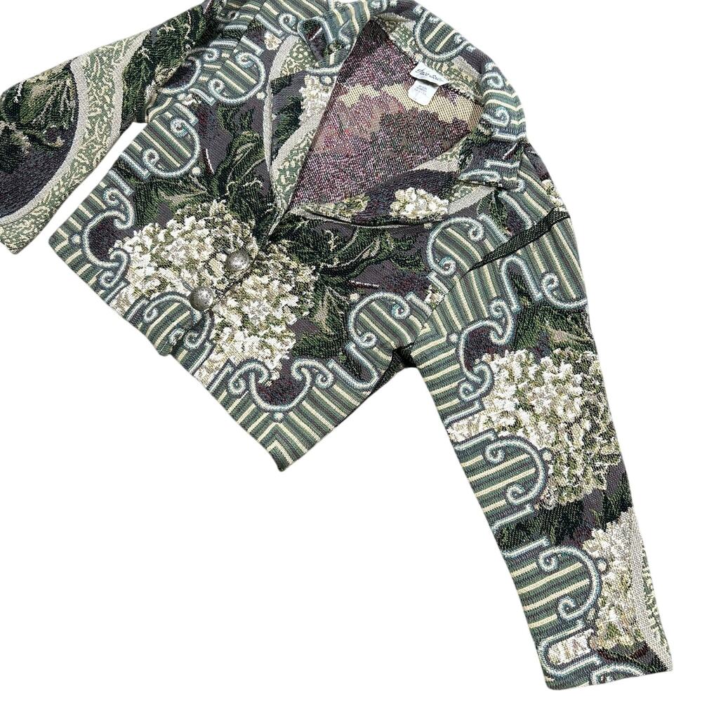Vintage Paco Soler Floral Tapestry Jacket Womens S/M Cropped Fit Woven Blazer - Picture 2 of 6
